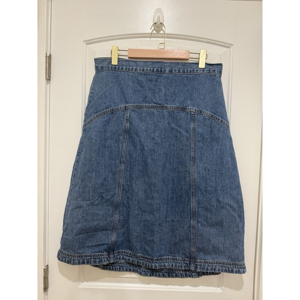 Old Navy High Rise Denim Midi Skirt Women's Size 12 Blue Jean Skirt